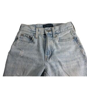 Aeropostale Mom Jeans Size 000‎ Distressed Ripped Light Wash Denim Women's